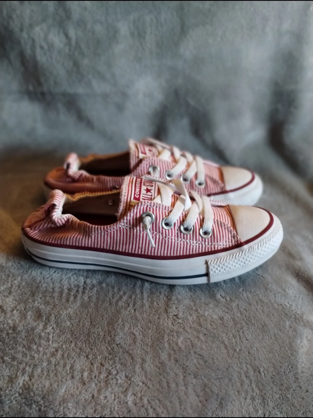 Converse All Star Red White Blue Striped Slip-On Sneakers Women's 6 - Picture 2 of 9